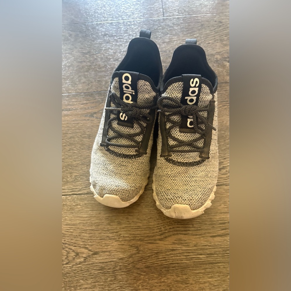 Adidas Gray and Black Sneakers with Knit Upper and Chunky Midsole